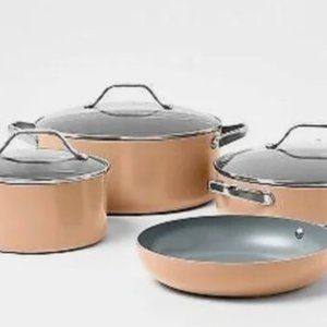 Nonstick Ceramic Coated Aluminum Cookware Set Terracotta Orange - Figmint